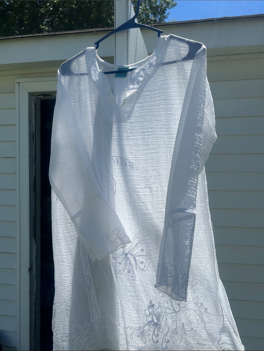 Monsoon White Embroidered Sheer Swim Cover-Up